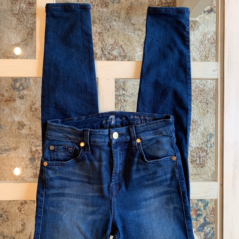 7 For All Mankind Women's Dark Blue Skinny Jeans